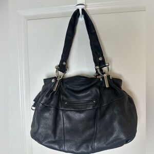 B. Makowsky Hobo Black Leather Slouchy Shoulder Handbag